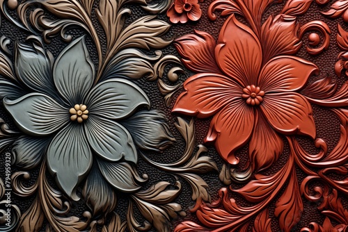 Floral Motif Engraved Leather Crafting Patterns: Artistic Inspiration photo