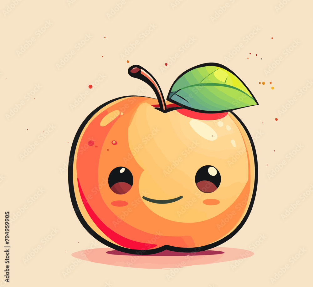 A cartoon apple with a leaf on top A cartoon apple with a leaf on top