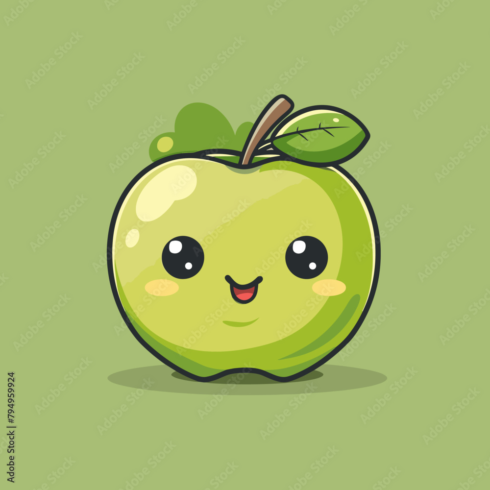 A cartoon apple with a smiling face on it A cartoon apple with a smiling face on it