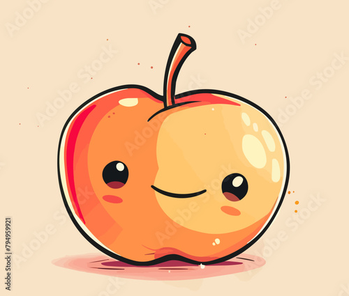 A cartoon apple with a smile on its face