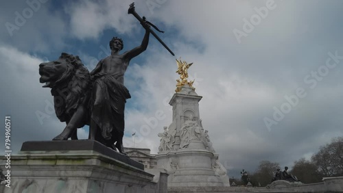 The Victoria Memorial monument to Queen Victoria stands in front of Buckingham Palace London, United Kingdom