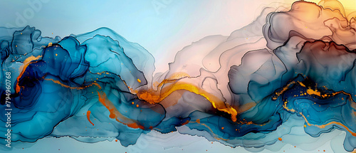 Artistic paint swirls on paper, abstract blend of watercolor creativity