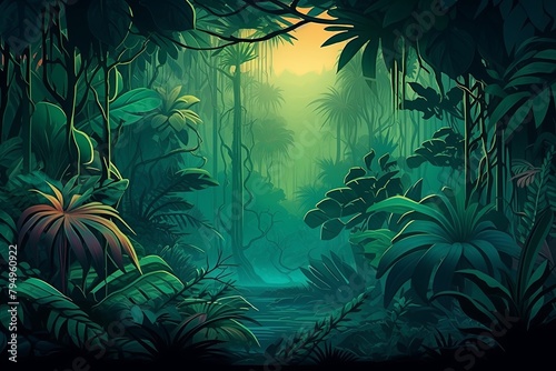 Exotic Jungle Green Gradients  Enchanted Forest Delights