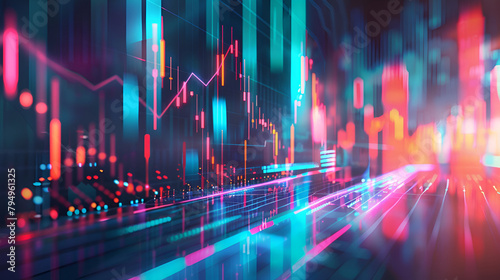 Perspective view of multiple stock market chart. Economy trends background for business idea and all art work design. abstract finance background, financial stock market graph on technology background