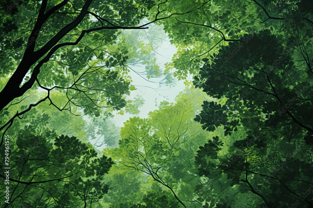 Dramatic Forest Canopy Gradient in Vibrant Greens Dramatic Forest Canopy Gradient in Vibrant Greens