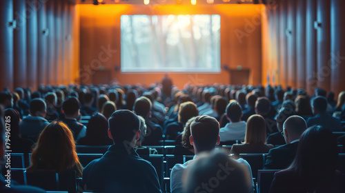 Group of People Sitting in Front of a Projection Screen