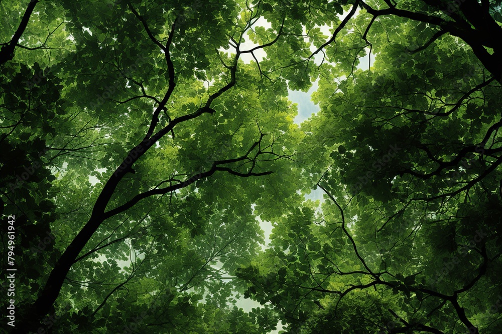 Forest Canopy Gradient Greens: Layered Tree Top Textures Forest Canopy Gradient Greens: Layered Tree Top Textures
