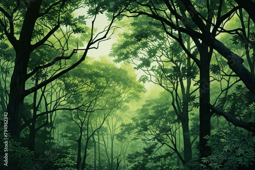 Forest Canopy Gradient Greens: Shaded Green Overlay Dream