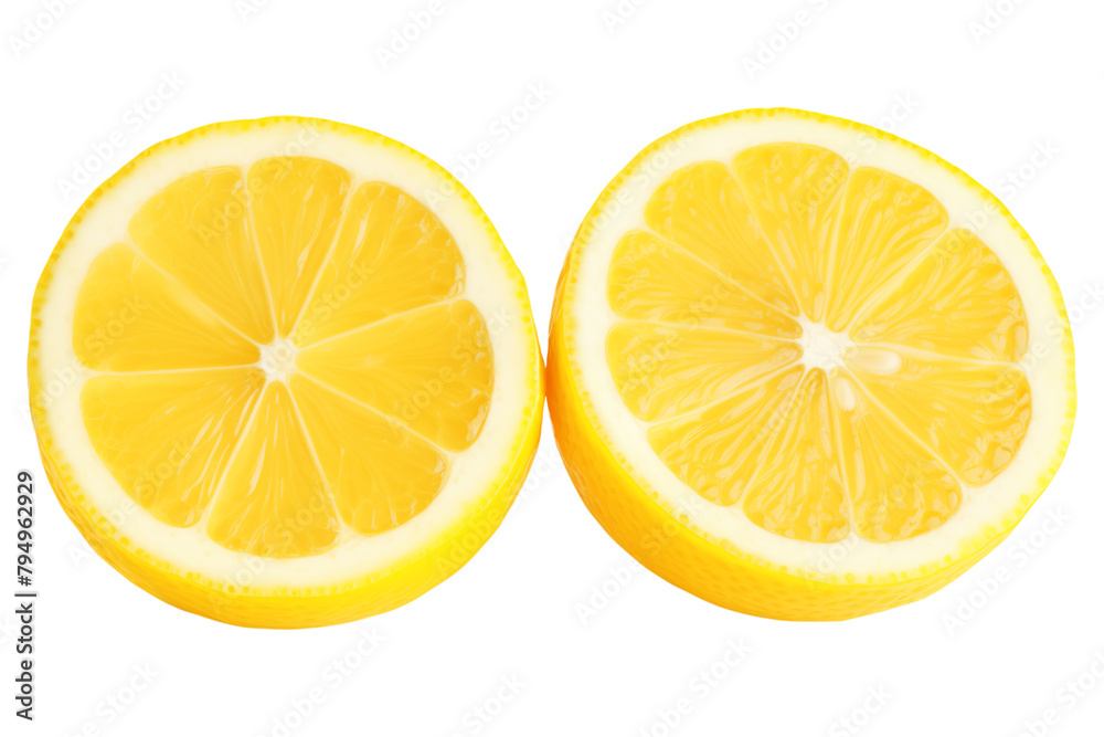 Two halves of lemon isolated on transparent background. Two halves of lemon isolated on transparent background.
