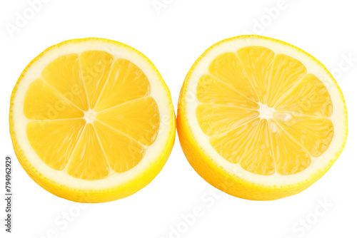 Two halves of lemon isolated on transparent background.