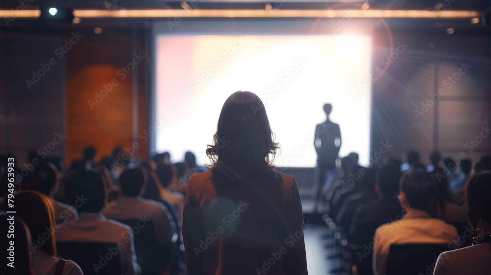 Naklejka premium Inspiring Business Conference: Keynote Speaker on Stage