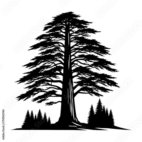 Crimson Giants: Professional Redwood Tree Vector Silhouette for Natural Landscape Designs.- Redwood Tree Illustration.