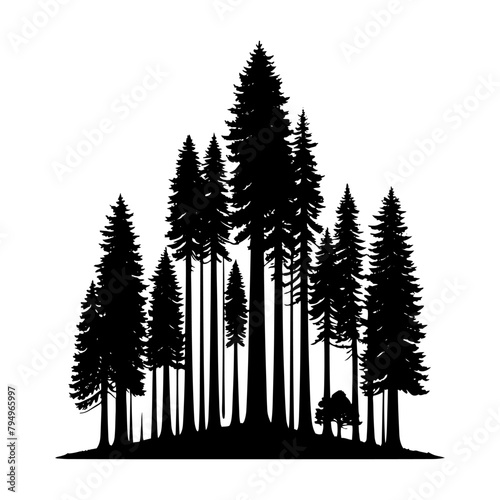 Crimson Giants: Professional Redwood Tree Vector Silhouette for Natural Landscape Designs.- Redwood Tree Illustration.