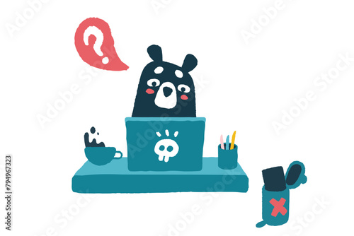 Bear doesn't know what to do with crashed computer