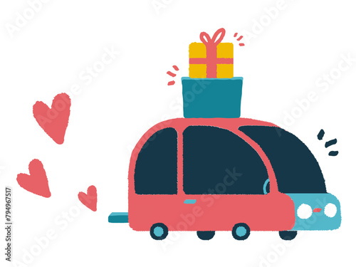 Delivering gifts by car