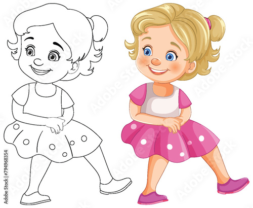 Vector illustration of a happy cartoon girl