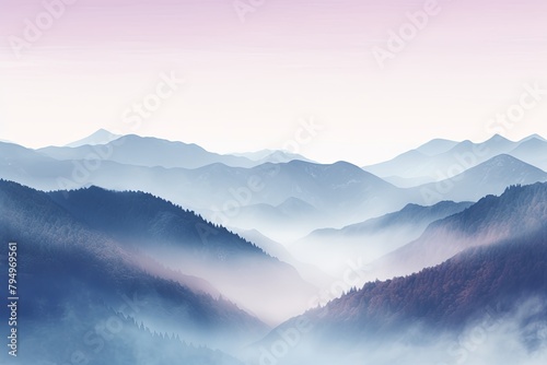 Misty Mountain Gradient Views: Ethereal Tones in Mountain Mist