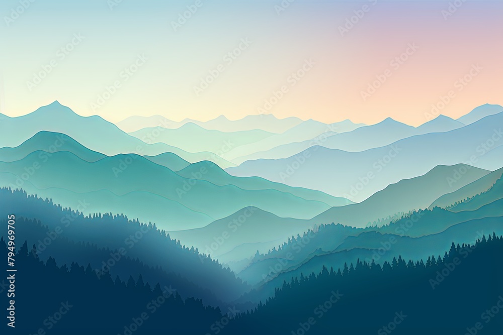 Misty Mountain Gradient Views: Peaceful Mountaintop Gradients Misty Mountain Gradient Views: Peaceful Mountaintop Gradients