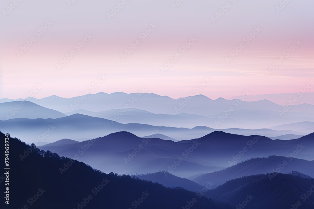 Misty Mountain Gradient Views: Highland Twilight Serenity Misty Mountain Gradient Views: Highland Twilight Serenity