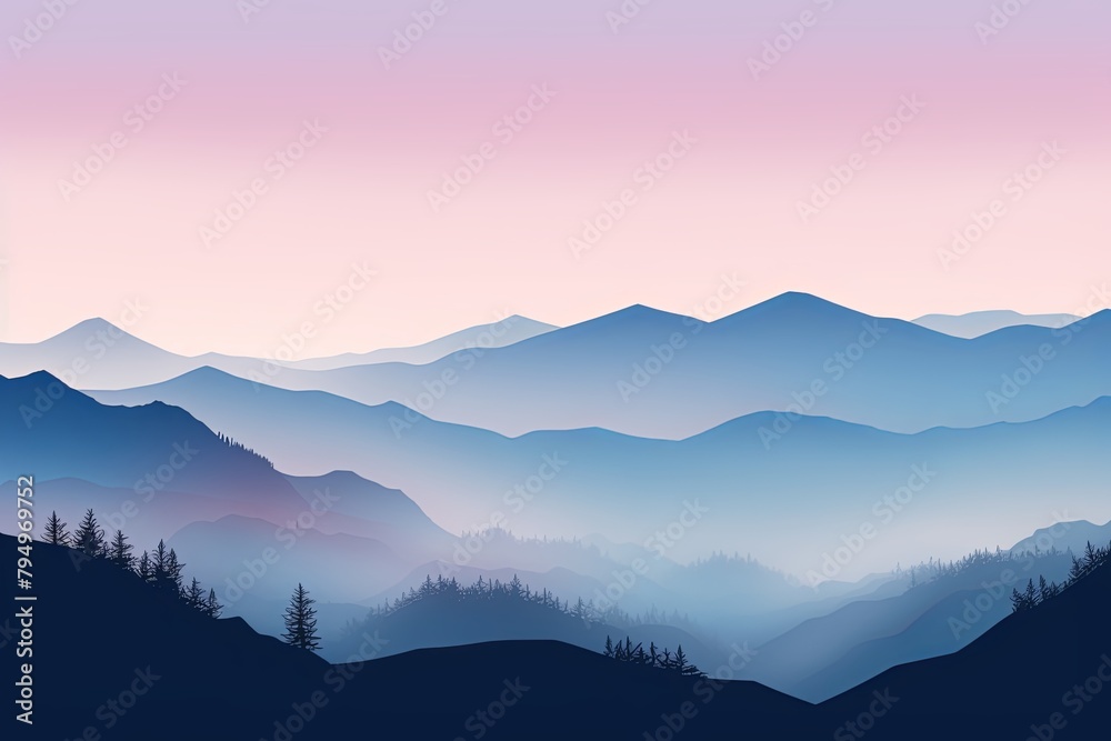 Fototapeta premium Misty Mountain Gradient Views: Serene Highland Dawn Colorscape