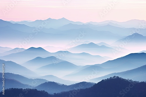 Misty Mountain Gradient Views: Quiet Morning Tints