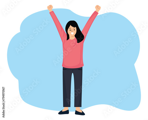 happy young woman celebrating winner gesture 2.eps