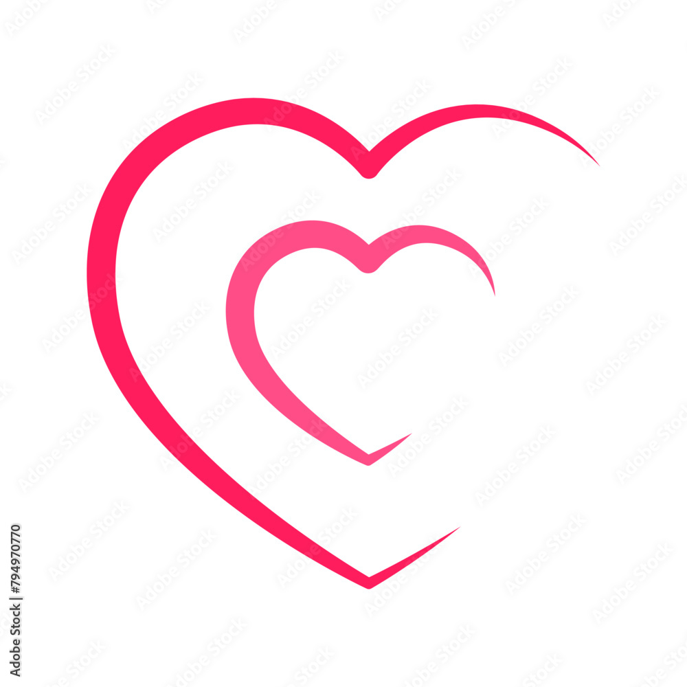 Vector illustration of pink hearts on transparent background