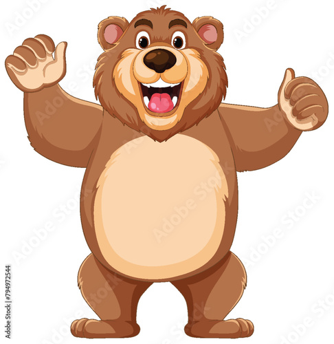 Happy cartoon bear with a friendly gesture photo