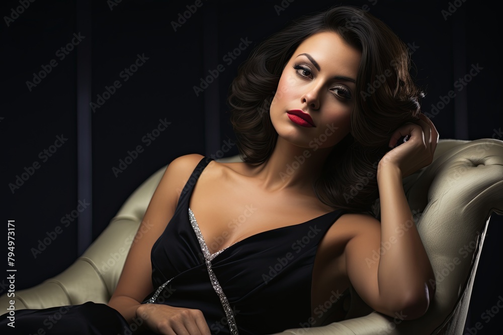 Fototapeta premium Vintage Glamour: Captivating Retro Cinematic Hollywood Portraits