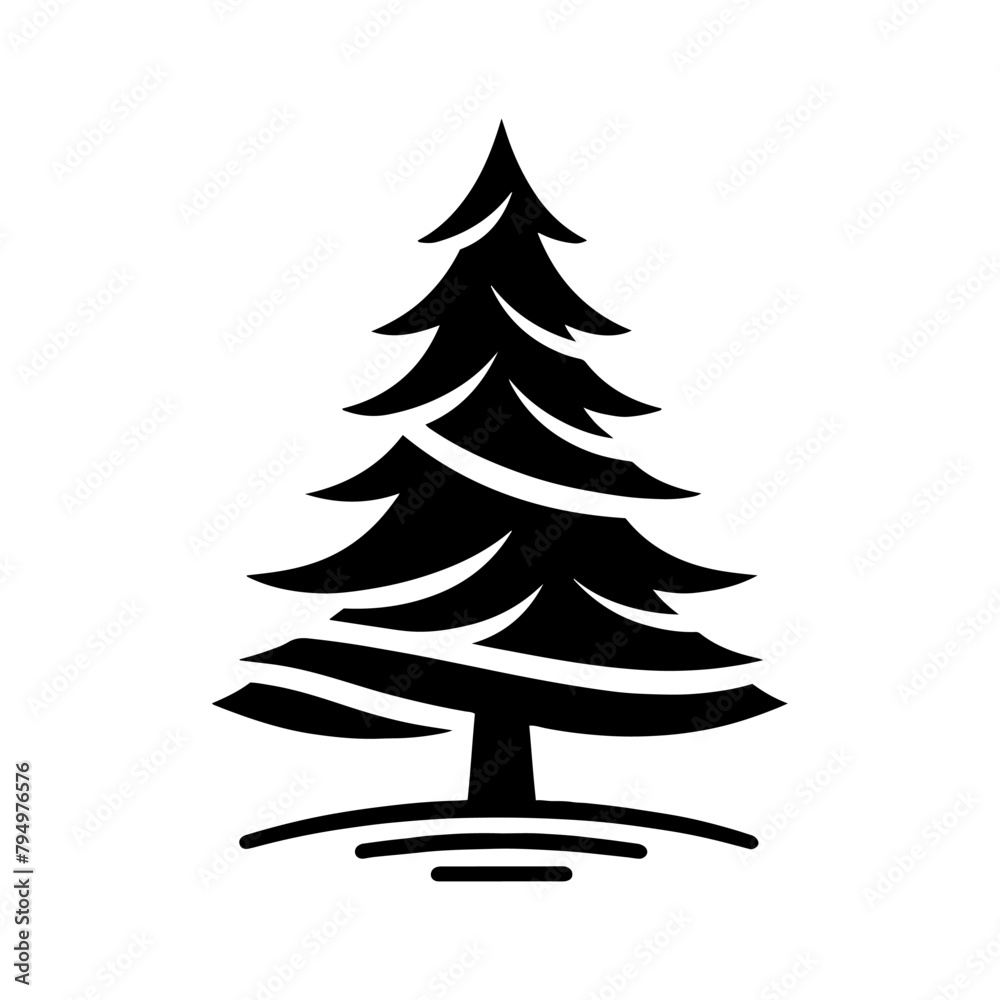 Fototapeta premium Spruce Tree Vector Silhouette Showcasing the Timeless Beauty- Spruce Tree Illustration- Minimalist Spruce Tree vector.