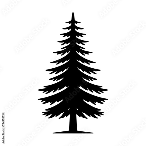 Spruce Tree Vector Silhouette Showcasing the Timeless Beauty- Spruce Tree Illustration- Minimalist Spruce Tree vector.