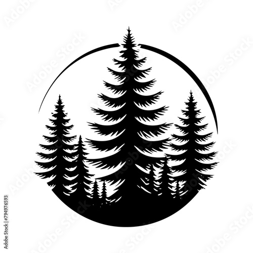 Spruce Tree Vector Silhouette Showcasing the Timeless Beauty- Spruce Tree Illustration- Minimalist Spruce Tree vector.