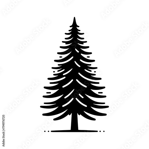 Spruce Tree Vector Silhouette Showcasing the Timeless Beauty- Spruce Tree Illustration- Minimalist Spruce Tree vector.