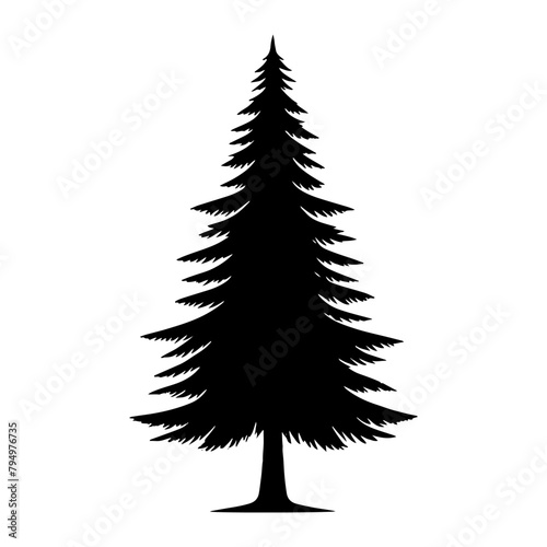 Spruce Tree Vector Silhouette Showcasing the Timeless Beauty- Spruce Tree Illustration- Minimalist Spruce Tree vector.