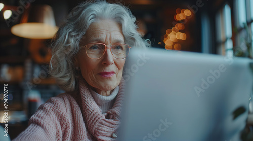 Older Woman Viewing Computer Screen in Business Setting