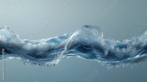 water splash in sea. Closeup​ abstract​ of​ surface​ water. Blue​ background 