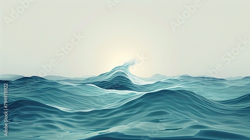 water splash in sea. Closeup​ abstract​ of​ surface​ water. Blue​ background 
