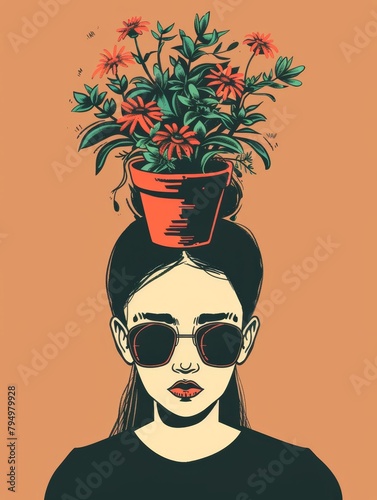 Woman Inspired by Her Flower Pot