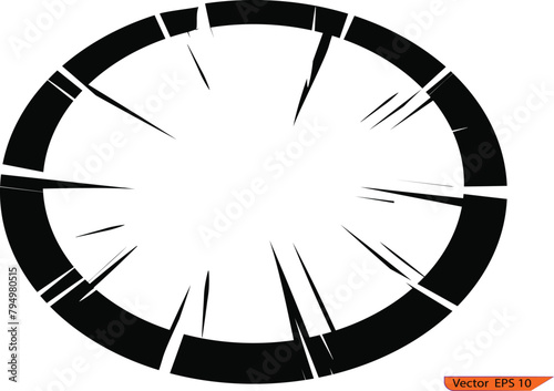 Background of comic book action lines. Speed lines frame,  isolated on transparent background. Comic book black and white radial lines background.  (ID: 794980515)