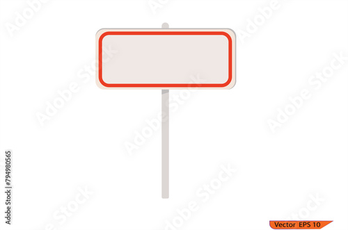 Blank white  traffic road sign. Road signs. Billboard flat Set of different perspectives advertising construction, blank template. Mockup, vector illustration. (ID: 794980565)