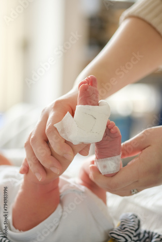 Photography Newborn blood spot or heel prick test (the Guthrie test)