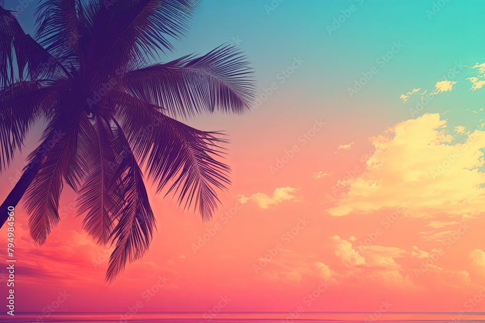 Tropical Lagoon Gradient Hues: Beach Sunset Shades Majesty