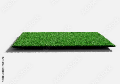 Rectangular Shape Green Grass Field Isolated On White Background 3D Illustration photo