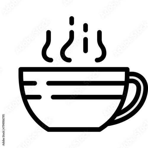 hot coffee in a ceramic cup with aroma or smoke wafting on top filled outline icon