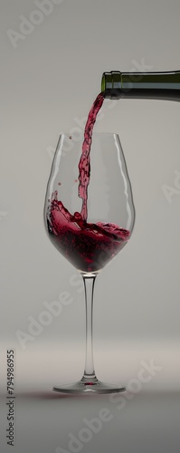 a glass of red wine being poored in a glass photo