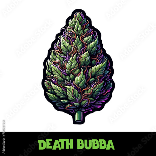 Vector Illustrated Death Bubba Cannabis Bud Strain Cartoon