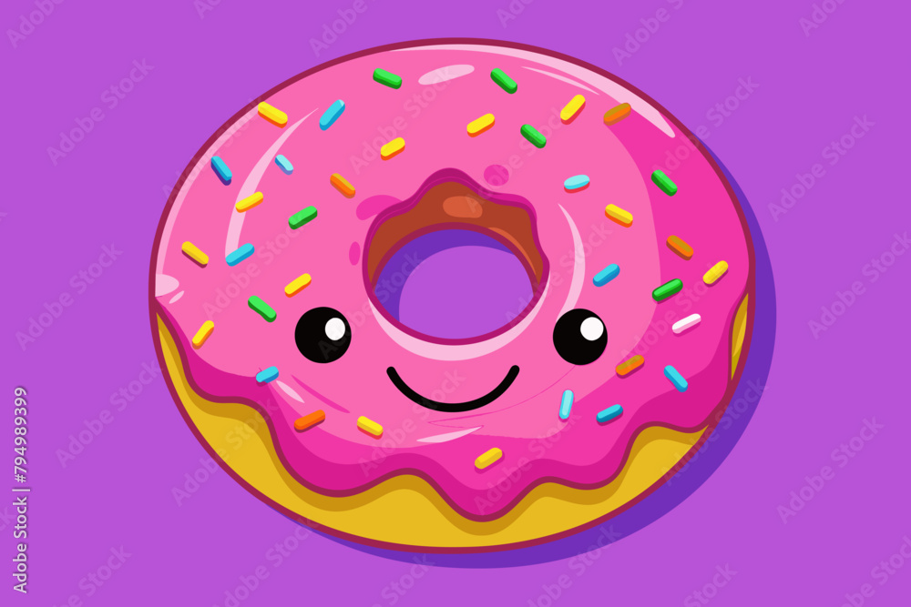 A quirky donut with sprinkles and a smile A quirky donut with sprinkles and a smile