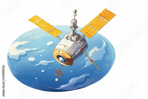 A cartoon drawing of a satellite in space.