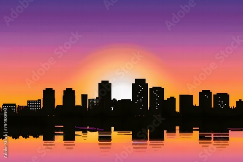 city skyline at sunset