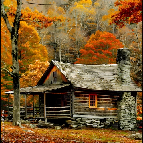 house in autumn forest